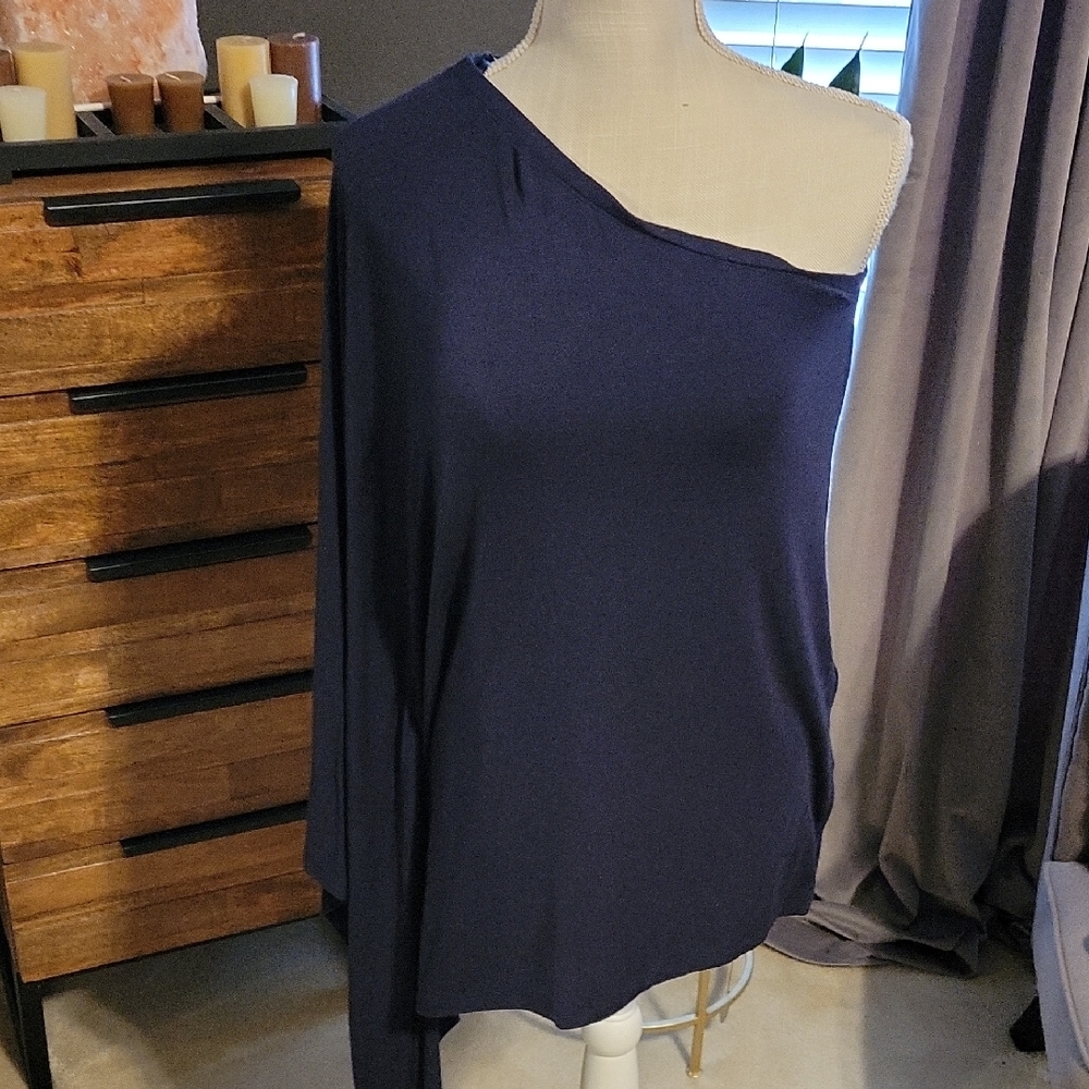 Michael Kors Asymmetric Navy Blouse
